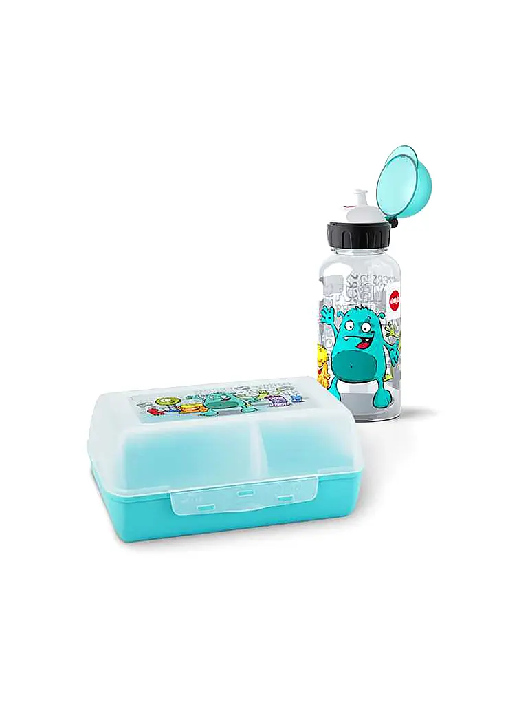 EMSA | Set de regalo de 2 piezas, fiambrera y botella MONSTER Turquesa | Turquesa