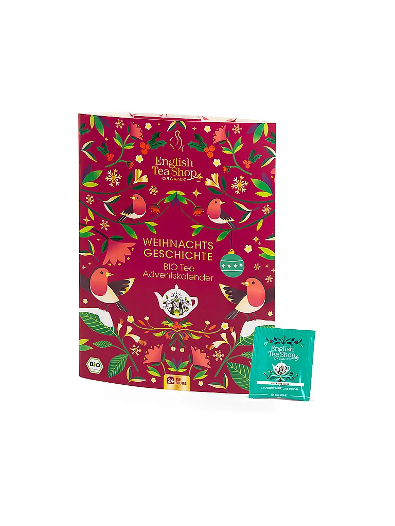ENGLISH TEA SHOP | Calendario de Adviento de té, 24 bolsitas navideñas | Rojo oscuro