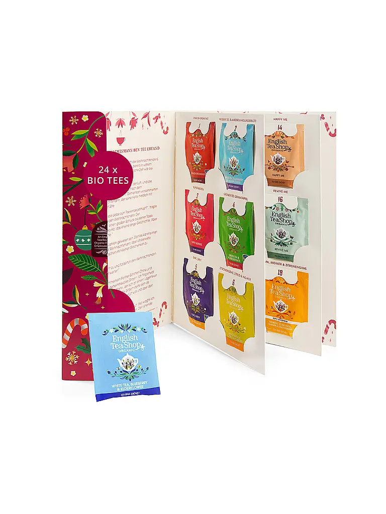 ENGLISH TEA SHOP | Calendario de Adviento de té, 24 bolsitas navideñas | 