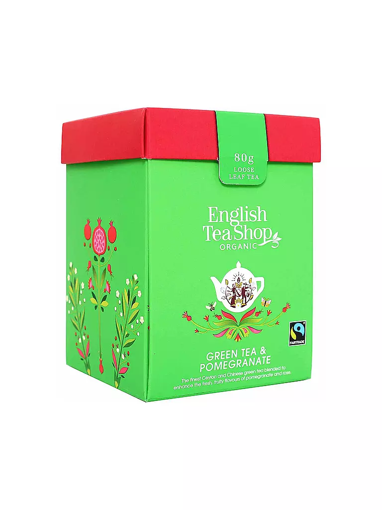 ENGLISH TEA SHOP | Té verde granada, BIO Fairtrade, té a granel, caja de 80 g | Multicolor