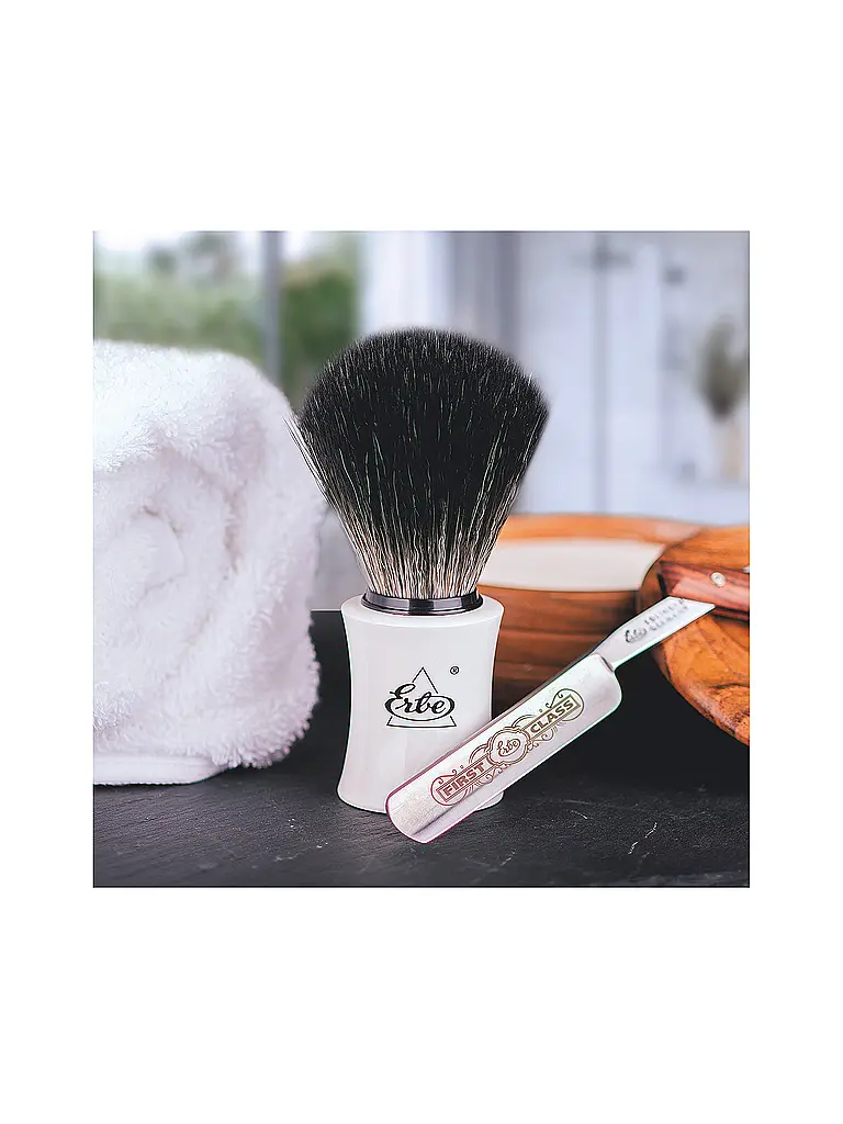 ERBE | Brocha de afeitar, sintética, blanca, talla M | 