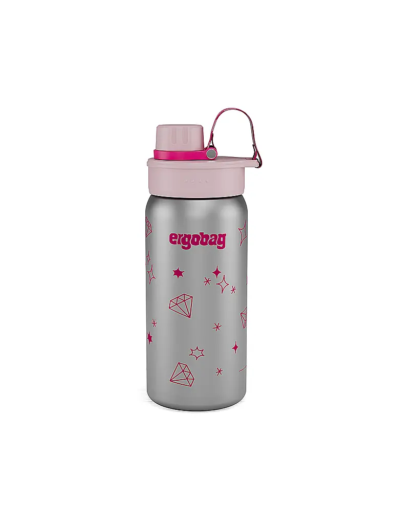 ERGOBAG | Botella de agua de acero inoxidable con purpurina | Plata