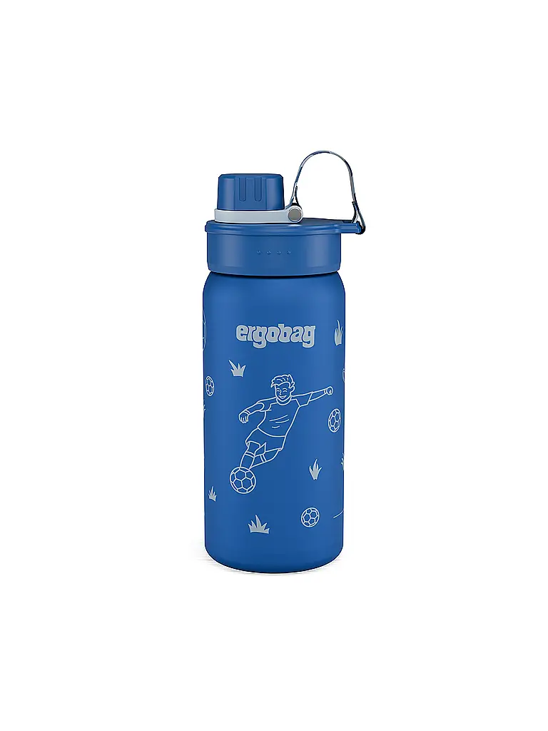 ERGOBAG | Botella de agua de acero inoxidable Fútbol | Azul oscuro