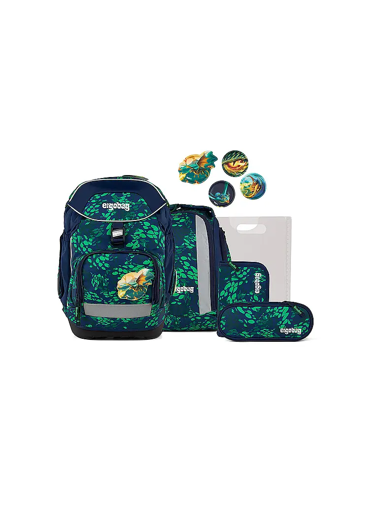 ERGOBAG | Schulrucksack Set 6tlg Pack DrachenbezwingBär | Negro