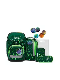 ERGOBAG | Set de mochilas escolares 6 piezas MAXI Lumi -  PerlentauchBäre | Verde oscuro
