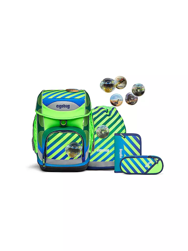 ERGOBAG | Set de Mochila Escolar 5 piezas Cubo TruckBär | Verde claro