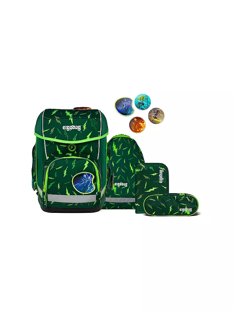 ERGOBAG | Set de mochila escolar 5 piezas CUBO | Verde oscuro