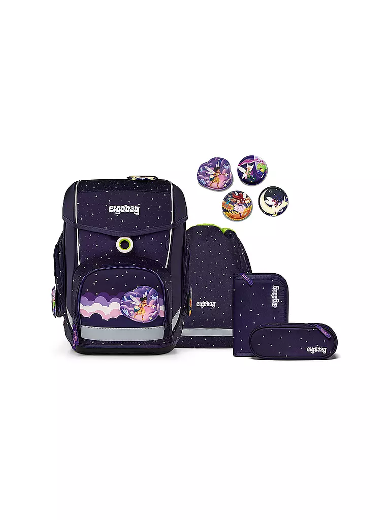 ERGOBAG | Set de mochila escolar 5 piezas SternguckBär CUBO Neo | Azul oscuro