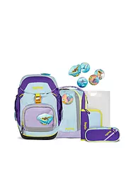 ERGOBAG | Set de mochila escolar 6 piezas - Pack Oso Buceador | Azul claro
