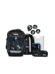 ERGOBAG | Set de mochila escolar de 6 piezas Cybär Race | Negro