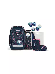 ERGOBAG | Set de mochila escolar 6 piezas MAXI Reflex Glow - Mundo de osos fantasma | Azul oscuro