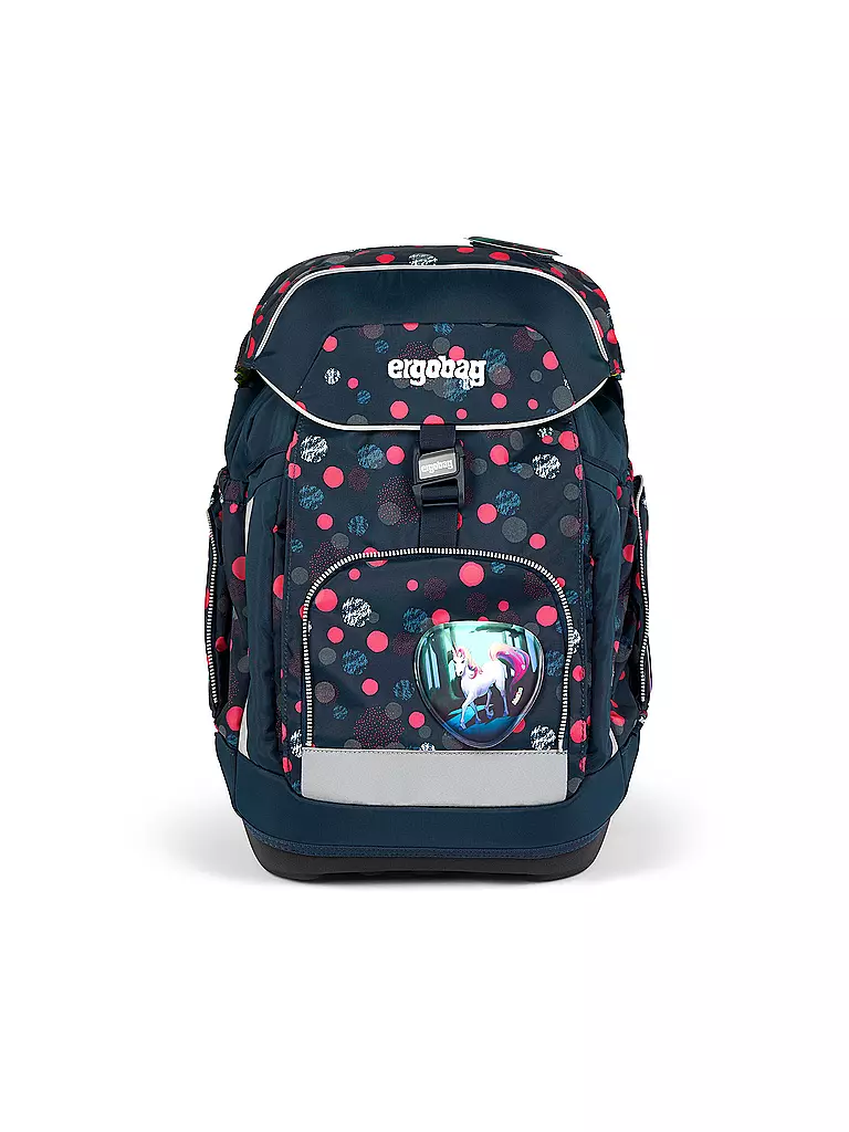 ERGOBAG | Set de mochila escolar 6 piezas MAXI Reflex Glow - Mundo de osos fantasma | Azul oscuro