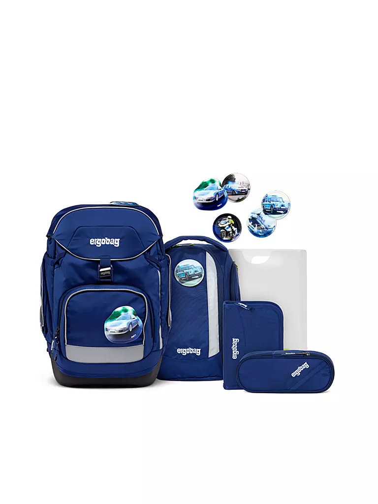 ERGOBAG | Set de mochila escolar 6 piezas PACK - Oso Luz Azul | Azul