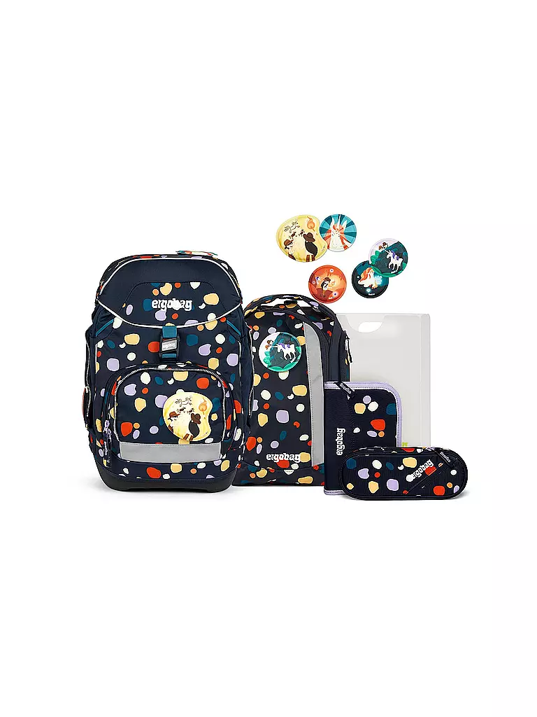 ERGOBAG | Set de mochila escolar 6 piezas PACK Bärensteinhöhle | Azul oscuro