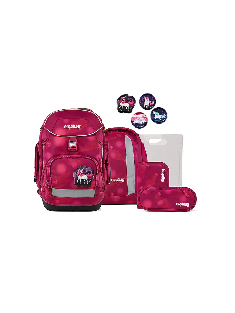 ERGOBAG | Set de mochila escolar 6 piezas Pack MondzauBär | Fucsia