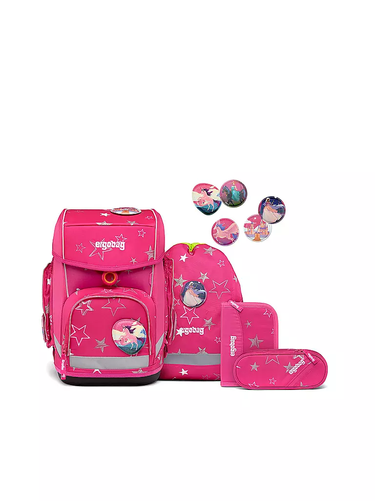 ERGOBAG | Set de mochila escolar Cubo 5 piezas SternzauBär | Fucsia