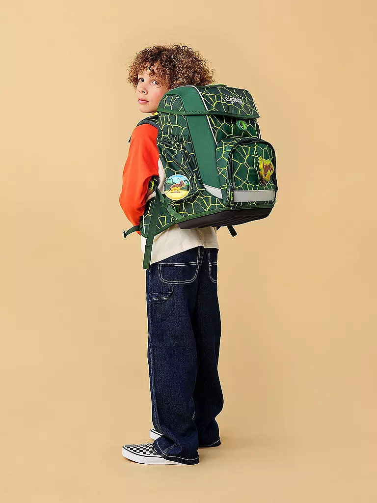 ERGOBAG | Set de mochila escolar CUBO de 5 piezas | Verde oscuro