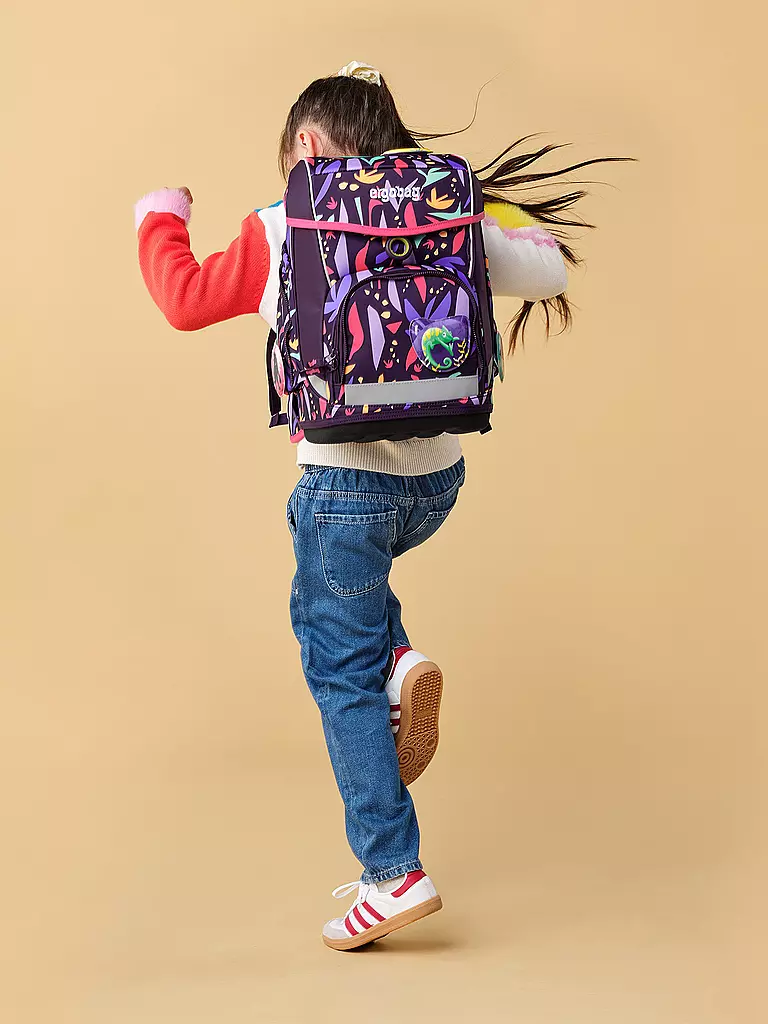 ERGOBAG | Set de mochila escolar de 5 piezas AmBärzonas CUBO Neo | Lila