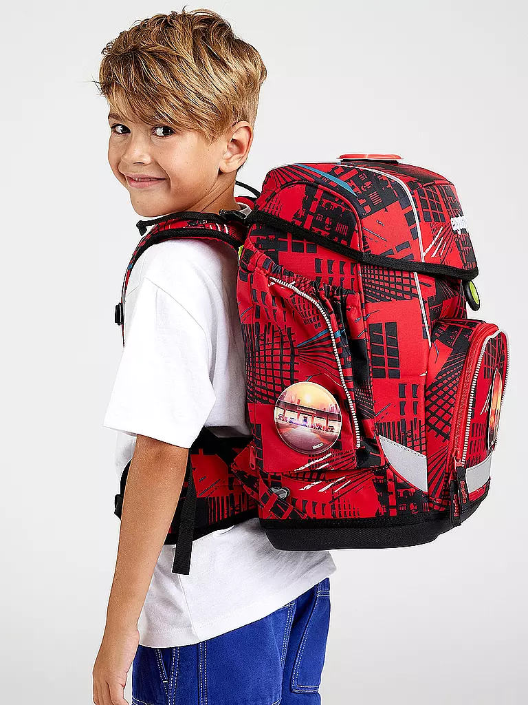 ERGOBAG | Set de mochila escolar de 5 piezas CUBO -  AlarmBäreitschaft | Rojo