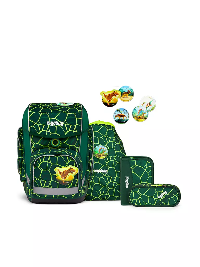 ERGOBAG | Set de mochila escolar de 5 piezas CUBO - BärRex | Verde oscuro