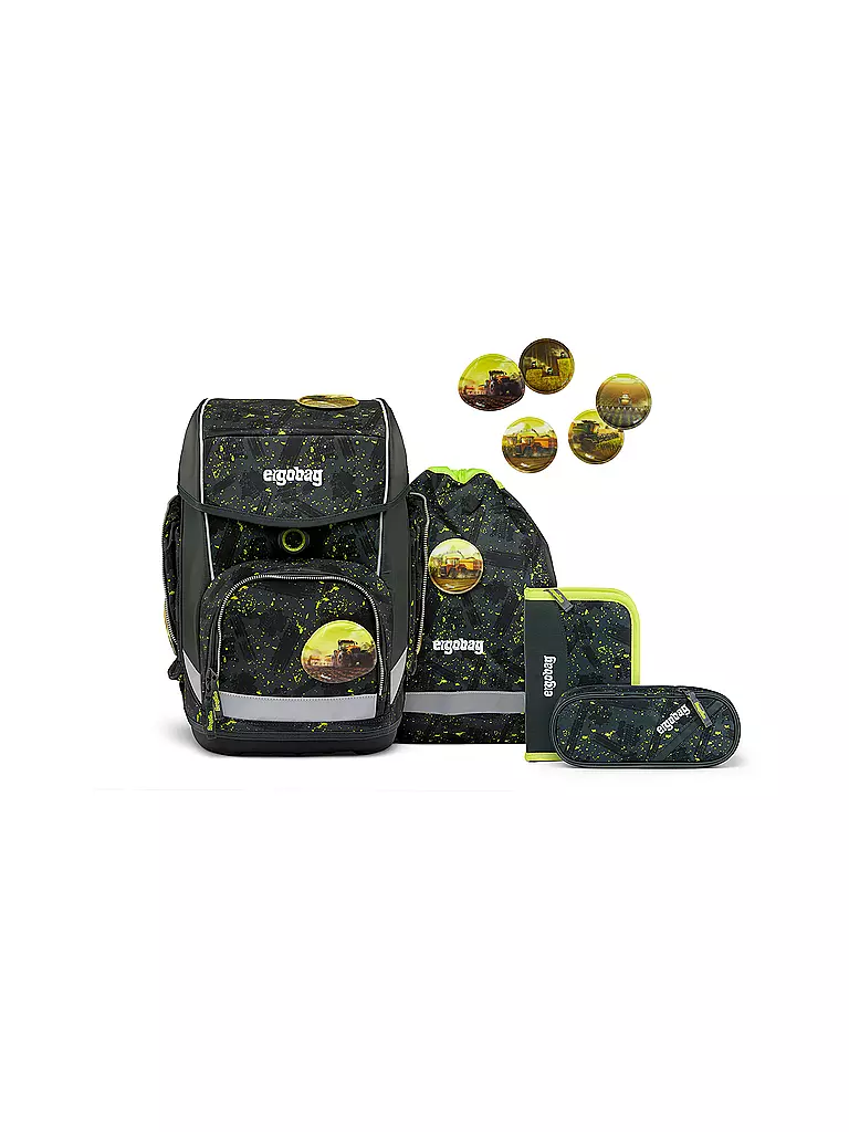ERGOBAG | Set de mochila escolar de 5 piezas CUBO - MähdreschBär | Verde oscuro