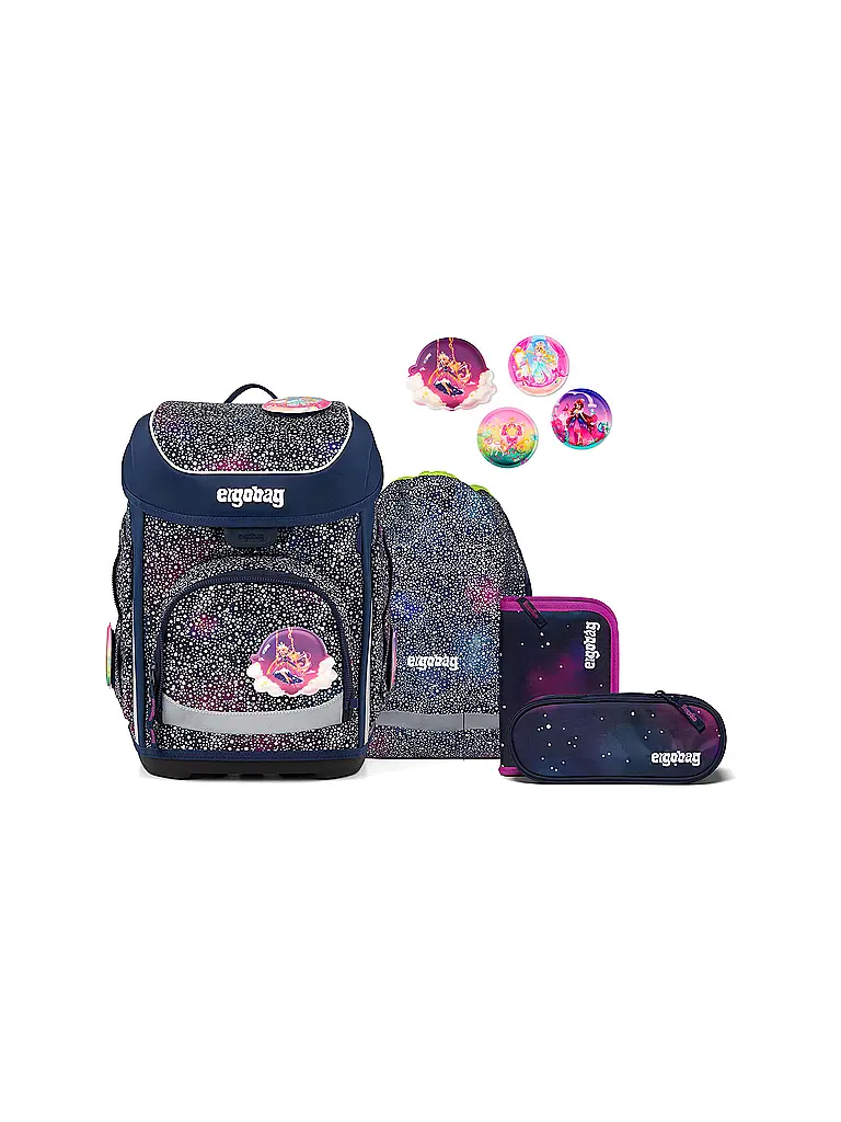 ERGOBAG | Set de mochila escolar de 5 piezas CUBO Bärlaxy | Azul oscuro