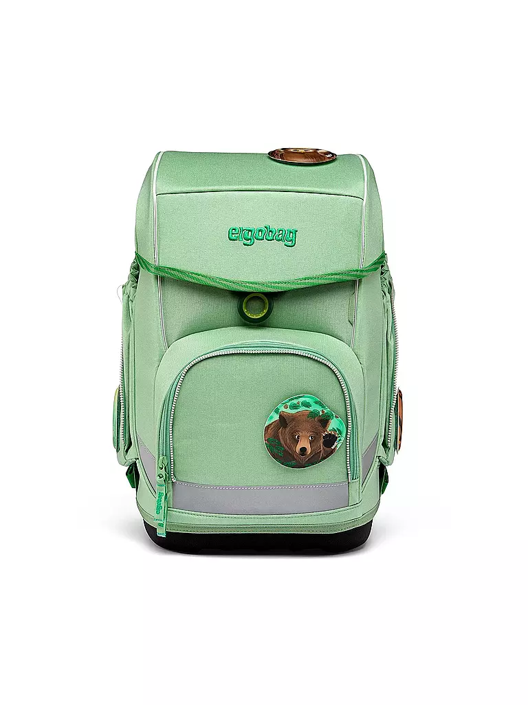 ERGOBAG | Set de mochila escolar de 5 piezas CUBO Eco Hero - WaldBärwohner | Verde claro