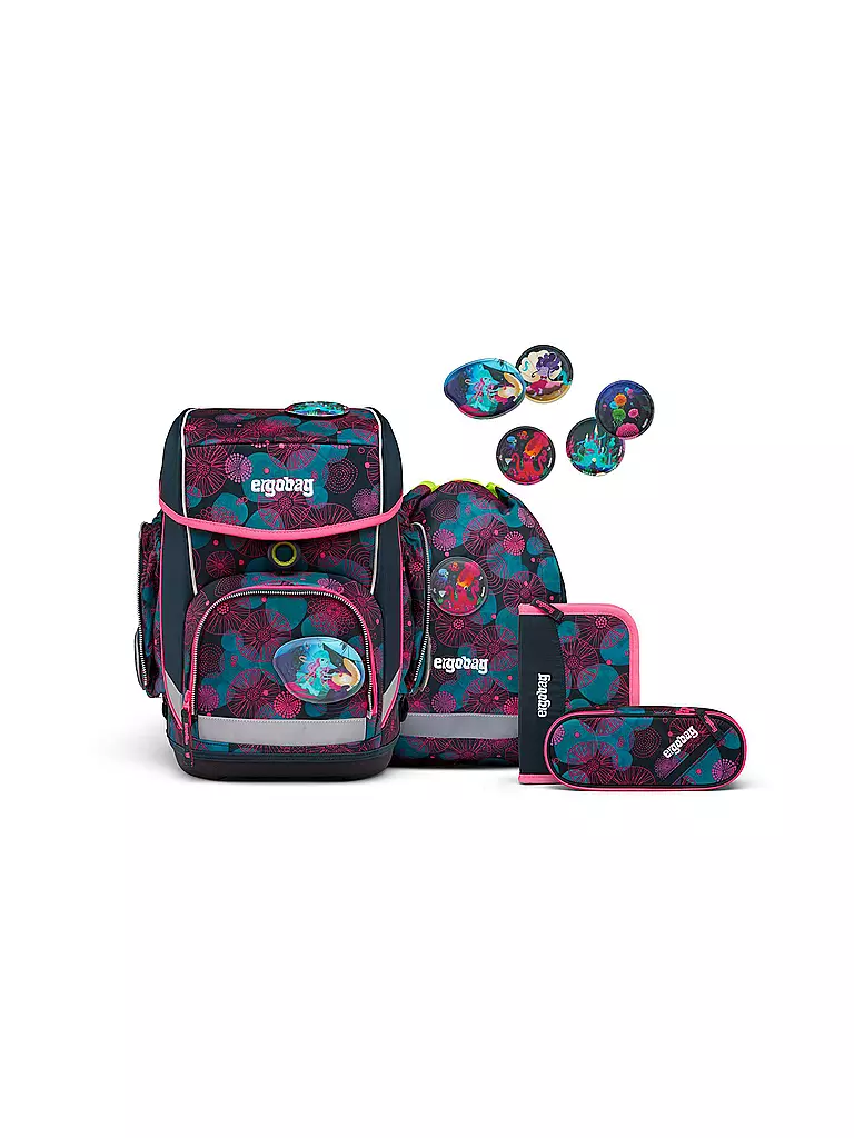 ERGOBAG | Set de mochila escolar de 5 piezas Cubo KorallBär | Azul