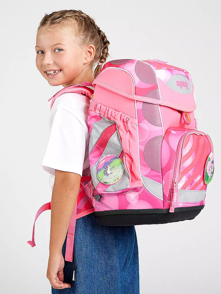 ERGOBAG | Set de mochila escolar de 5 piezas Cubo KuntBärbuntes Einhorn | Fucsia