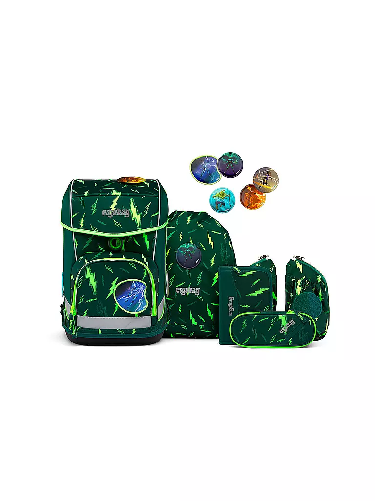 ERGOBAG | Set de mochila escolar de 5 piezas Cubo Light - Bärtastisch | Verde