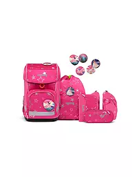 ERGOBAG | Set de mochila escolar de 5 piezas Cubo Light - KorallBär | Fucsia