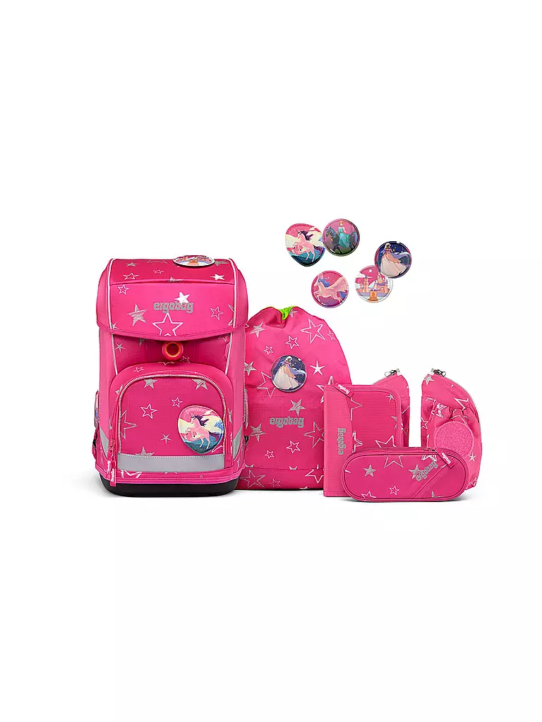 ERGOBAG | Set de mochila escolar de 5 piezas Cubo Light - SternzauBär | Fucsia
