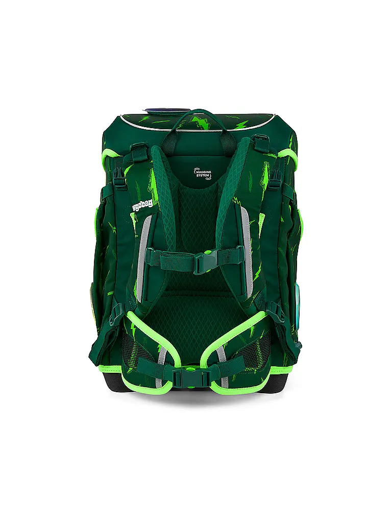 ERGOBAG | Set de mochila escolar de 5 piezas CUBO LIGHT 2026 | Verde oscuro