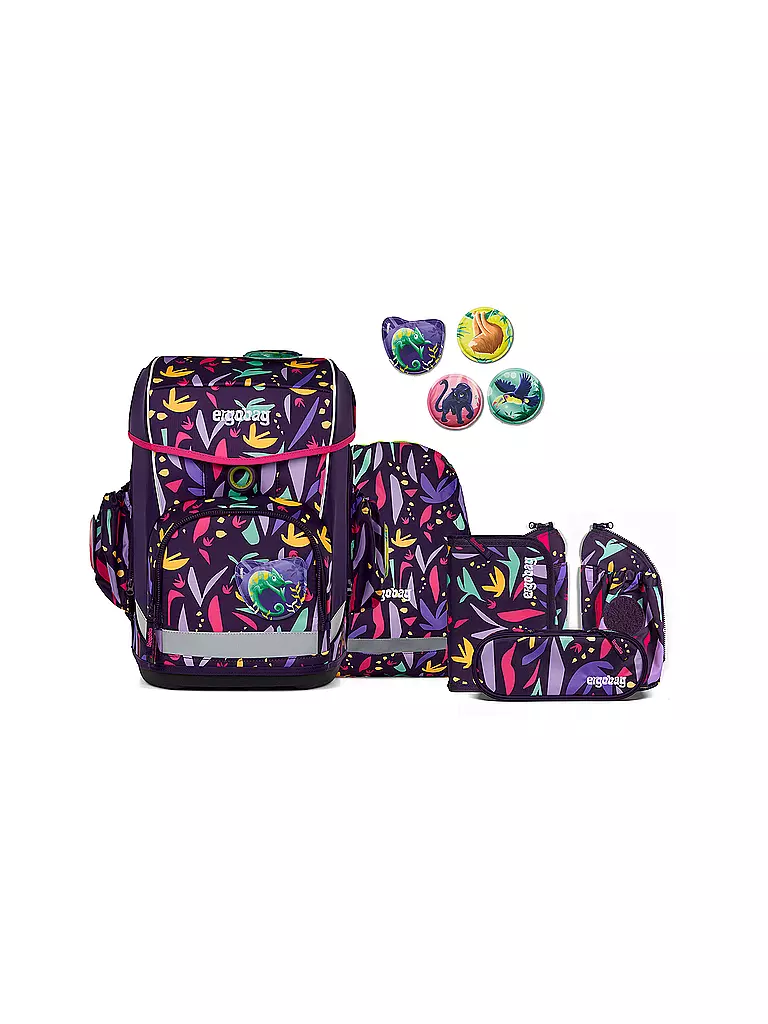 ERGOBAG | Set de mochila escolar de 5 piezas CUBO LIGHT AmBärzonas | Lila