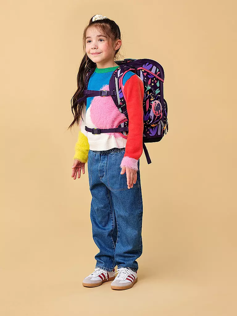 ERGOBAG | Set de mochila escolar de 5 piezas CUBO LIGHT AmBärzonas | Lila