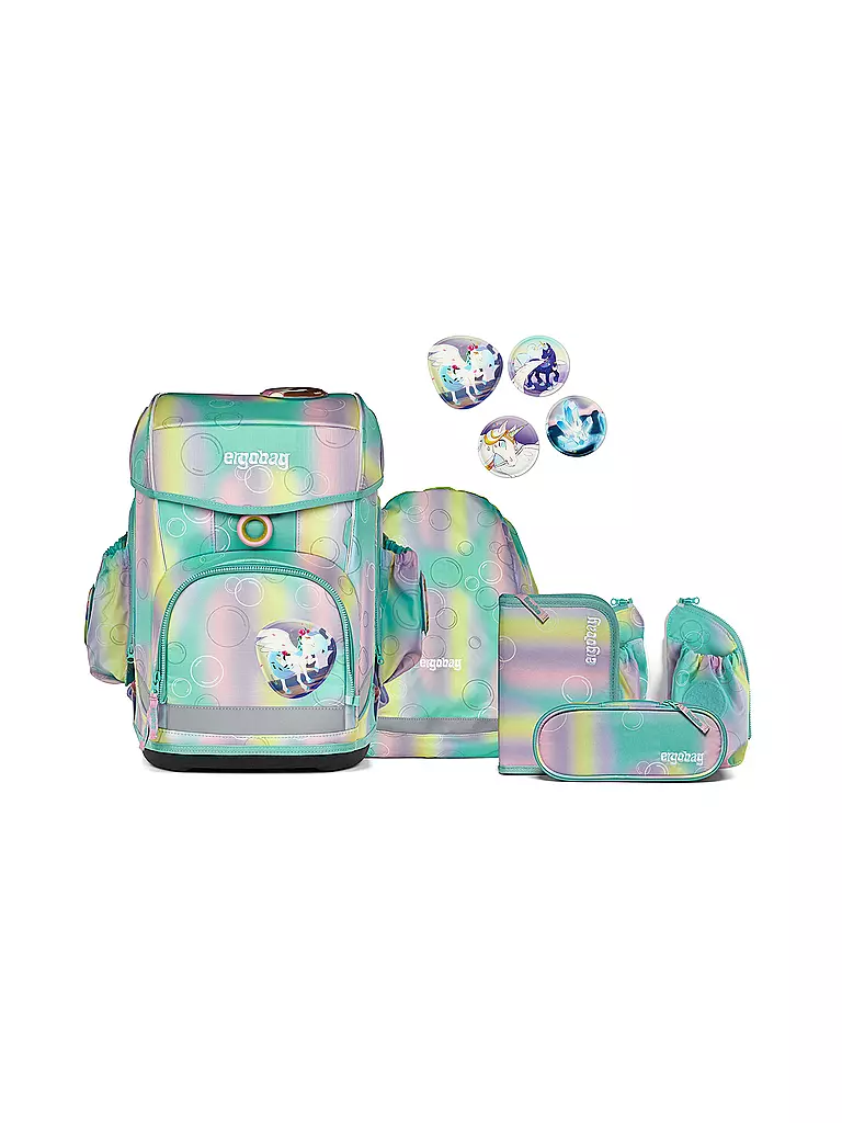 ERGOBAG | Set de mochila escolar de 5 piezas CUBO LIGHT Mundo mágico de osos | Multicolor