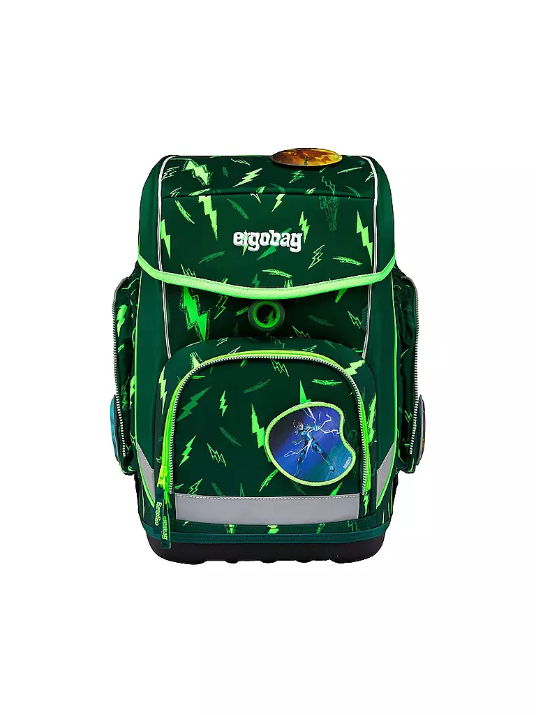 ERGOBAG | Set de mochila escolar de 5 piezas CUBO Lumi - Bärtastisch | Verde oscuro
