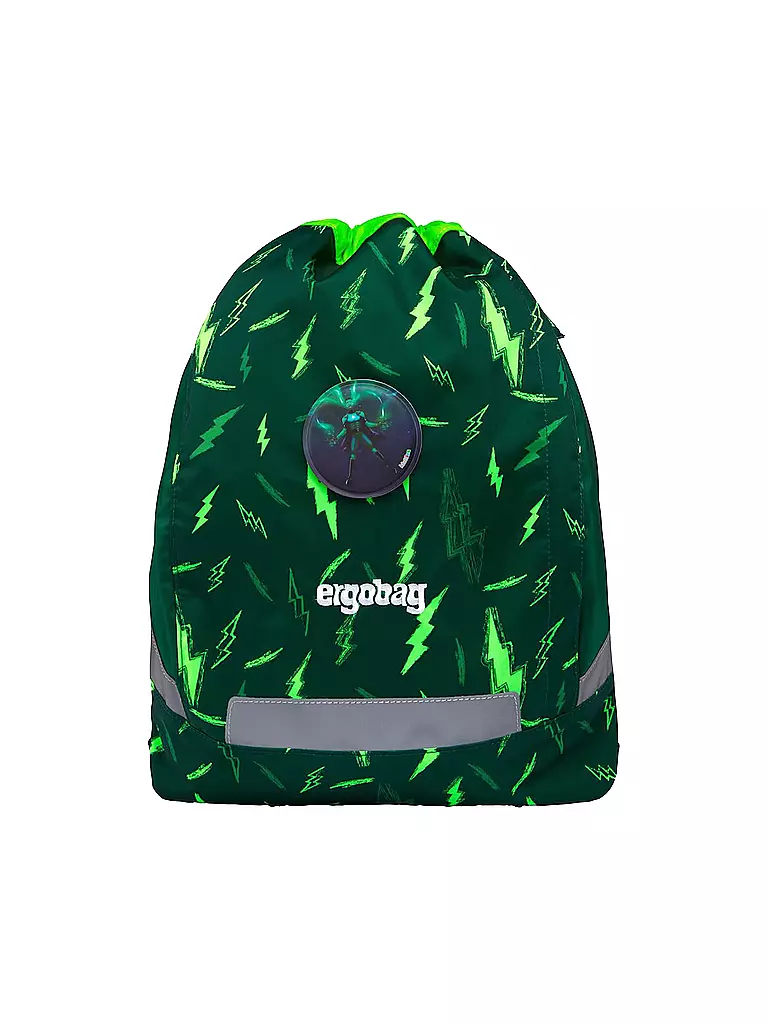 ERGOBAG | Set de mochila escolar de 5 piezas CUBO Lumi - Bärtastisch | Verde oscuro