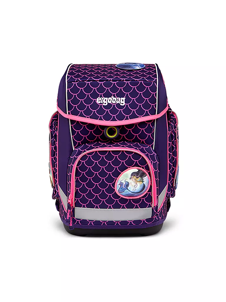 ERGOBAG | Set de mochila escolar de 5 piezas CUBO Lumi - Oso buceador de perlas | Lila