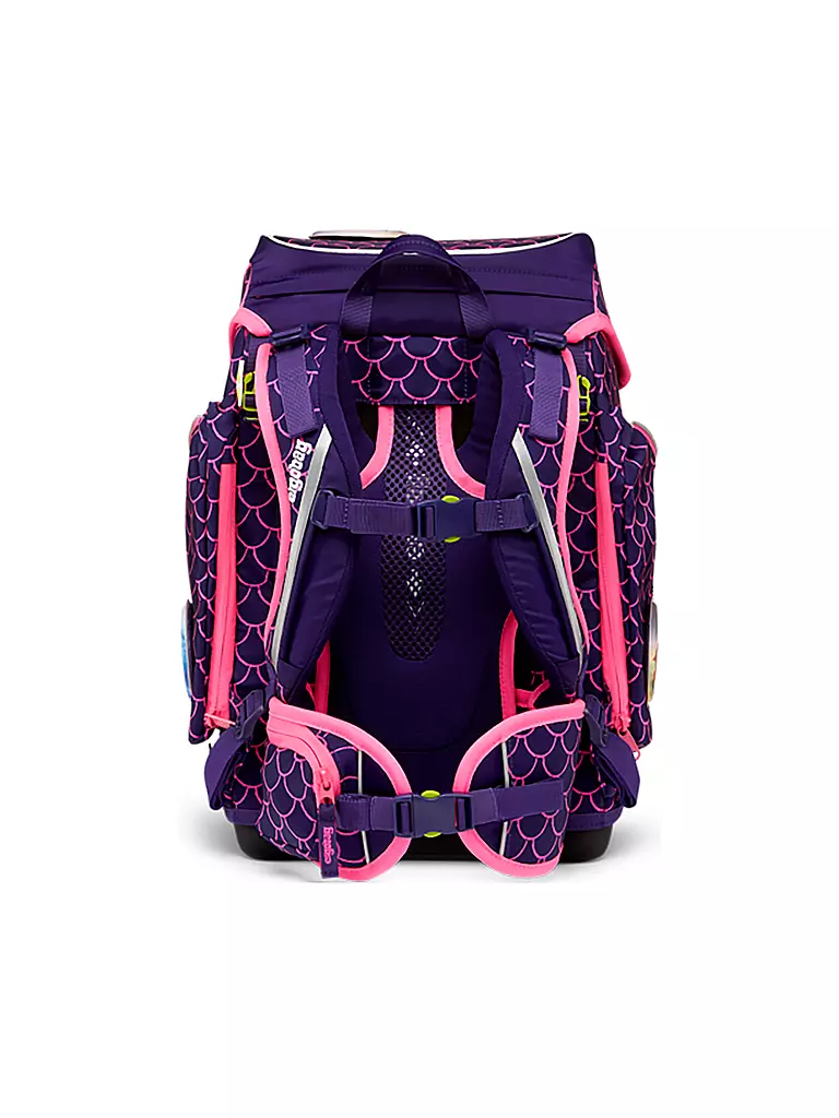 ERGOBAG | Set de mochila escolar de 5 piezas CUBO Lumi - Oso buceador de perlas | Lila