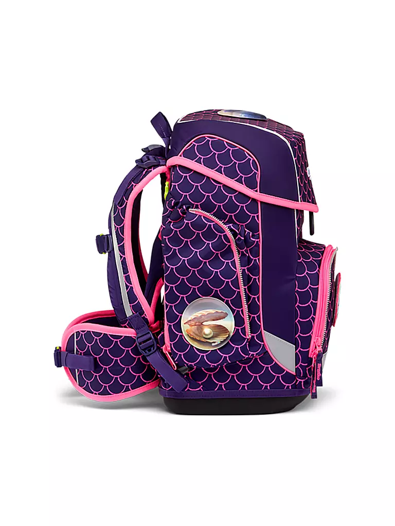 ERGOBAG | Set de mochila escolar de 5 piezas CUBO Lumi - Oso buceador de perlas | Lila