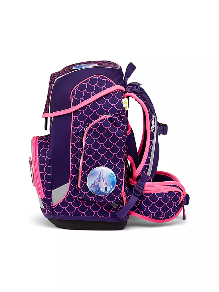 ERGOBAG | Set de mochila escolar de 5 piezas CUBO Lumi - Oso buceador de perlas | Lila