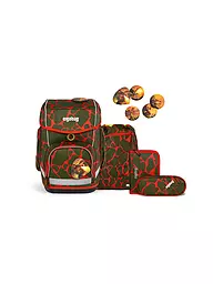 ERGOBAG | Set de mochila escolar de 5 piezas CUBO Lumi FeuerspeiBär | Oliva