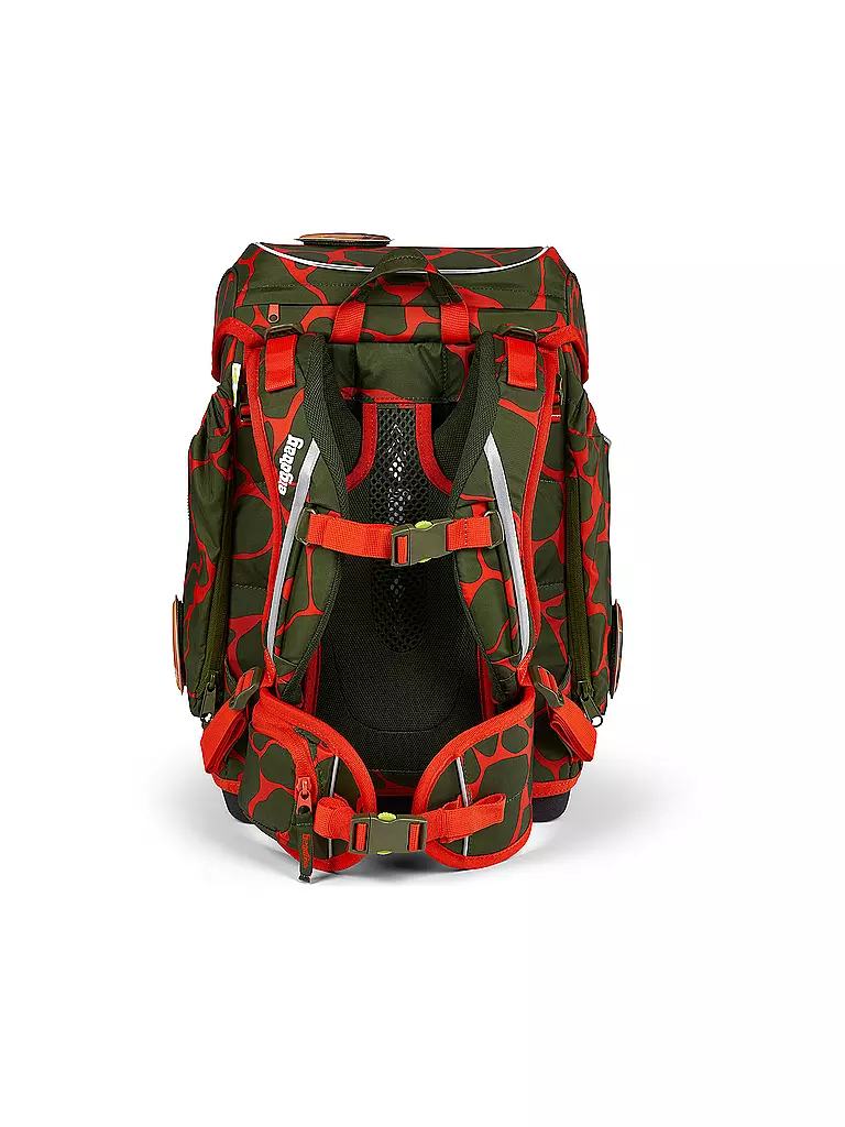 ERGOBAG | Set de mochila escolar de 5 piezas CUBO Lumi FeuerspeiBär | Oliva