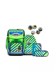ERGOBAG | Set de Mochila Escolar de 5 Piezas Cubo NeoTruckbär | Verde claro