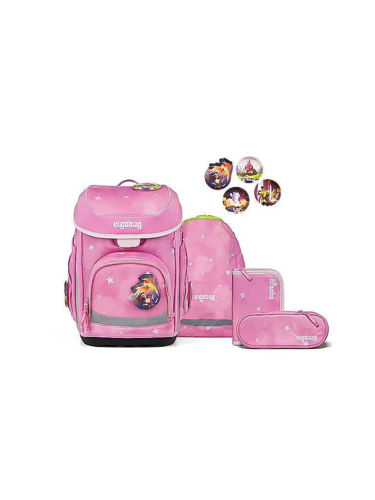 ERGOBAG | Set de mochila escolar de 5 piezas CUBO WolkenzauBär 2026 | Rosa
