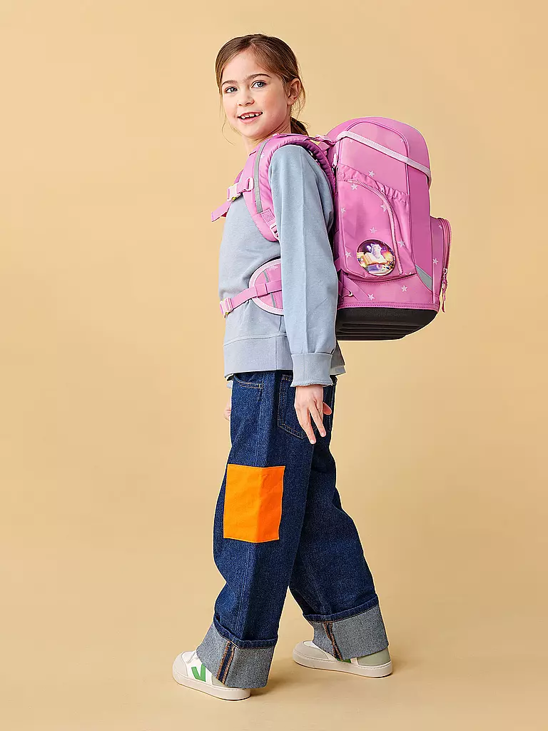 ERGOBAG | Set de mochila escolar de 5 piezas CUBO WolkenzauBär | Rosa