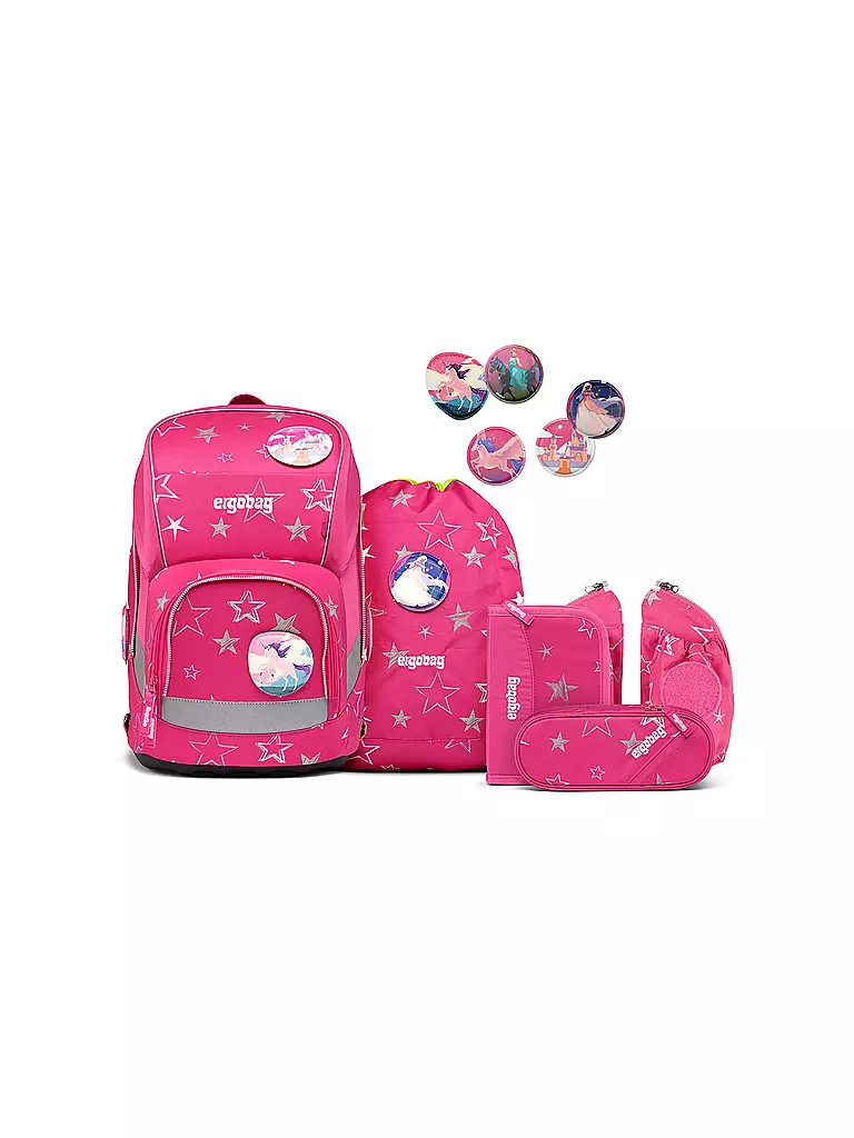 ERGOBAG | Set de mochila escolar de 5 piezas Wide - SternzauBär | Fucsia