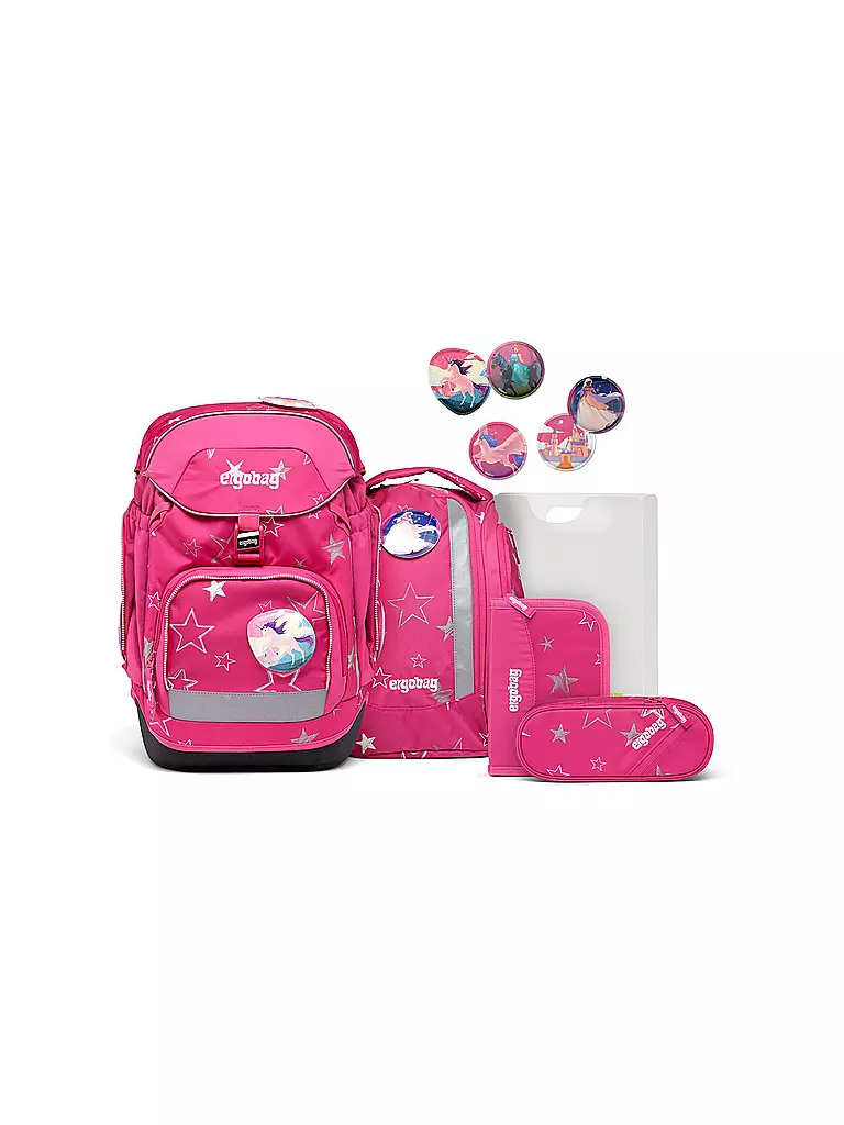 ERGOBAG | Set de mochila escolar de 6 piezas - SternzauBär | Fucsia