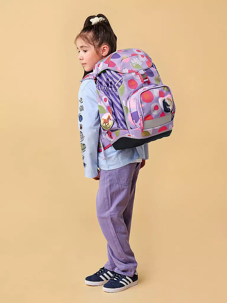 ERGOBAG | Set de mochila escolar de 6 piezas BlütenzauBär | Lila